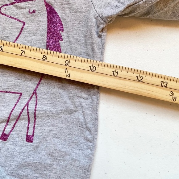 Cat & Jack Girls T-Shirt Sz 4T Gray Glitter Purple Unicorn Long Sleeve Crew Neck - Picture 6 of 8